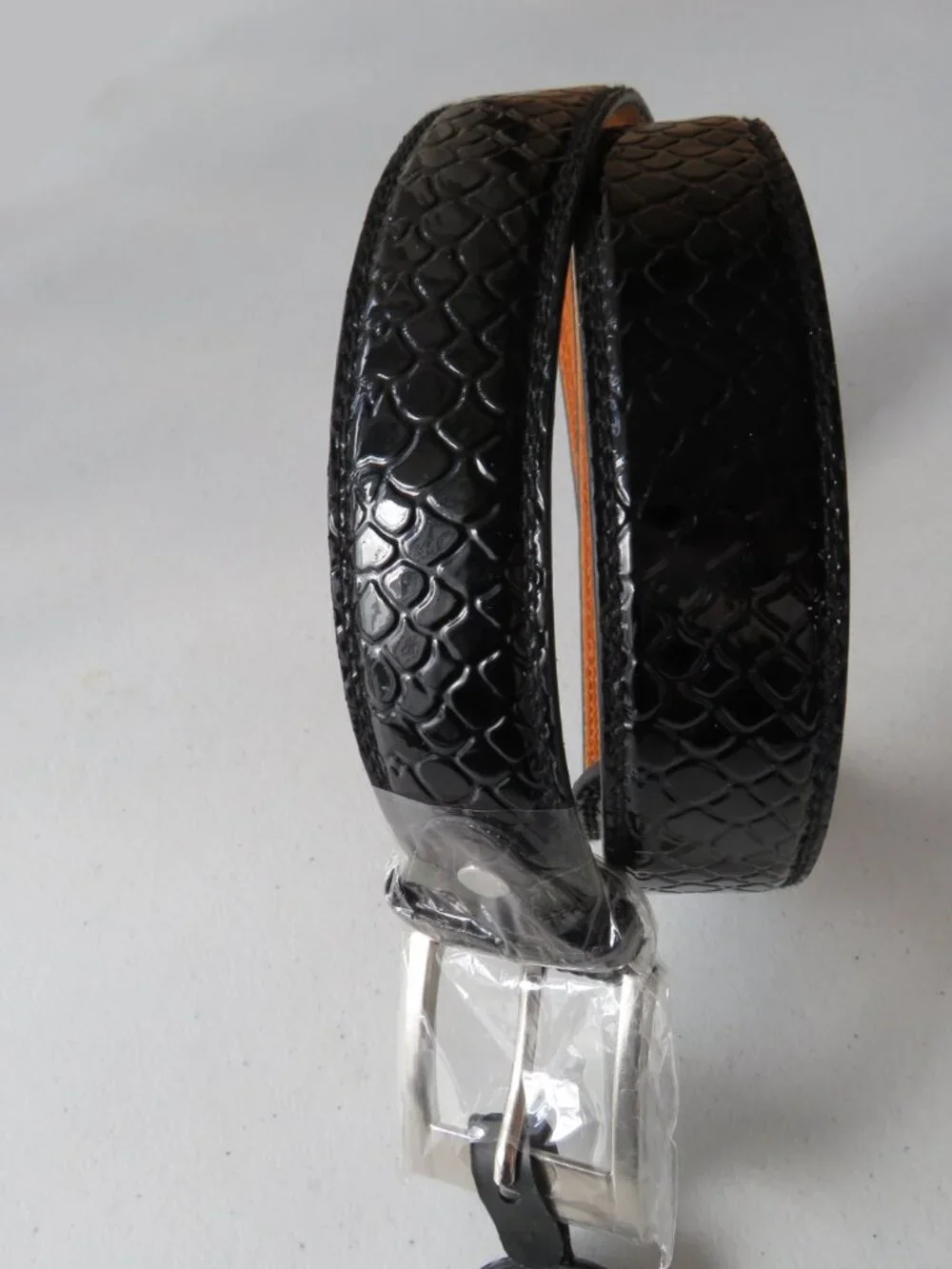 Faux Snakeskin Imitation Leather Dress Black Belt Unisex Men’s Women’s Textured